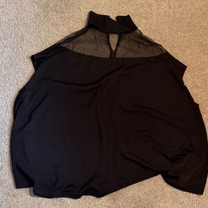 Black Sleeveless Top with Sheer Mesh Detail